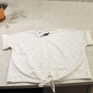 Sanctuary White Eyelet Tie-Front Top M